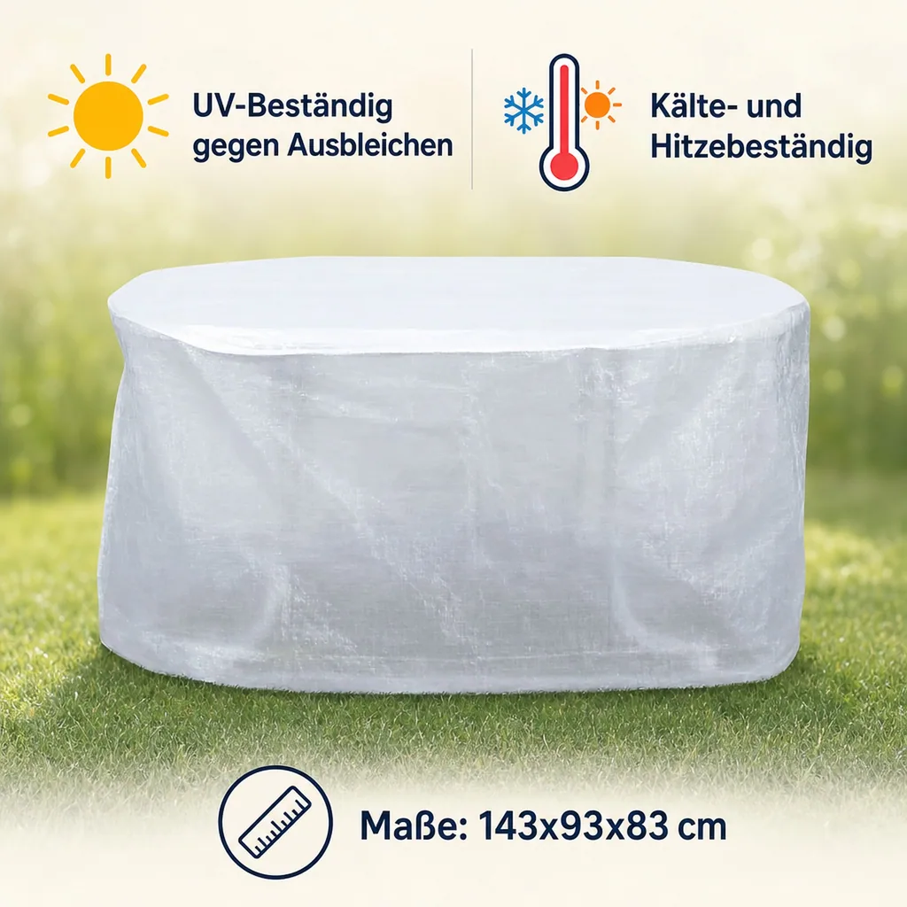 Gartentisch Schutzhülle, transparent, 143x93x83cm, Tisch Abdeckung, wasserabweisend