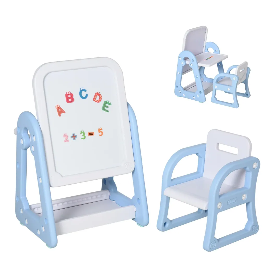 Kindertafel mit Stuhl und Malzubehör