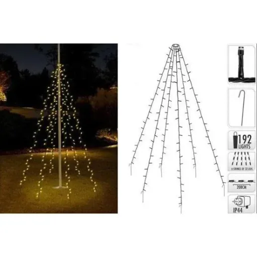 Pro Garden Flagpole Beleuchtung - 192 LED's - 208 cm hoch - warmweißes Licht - wasserdicht