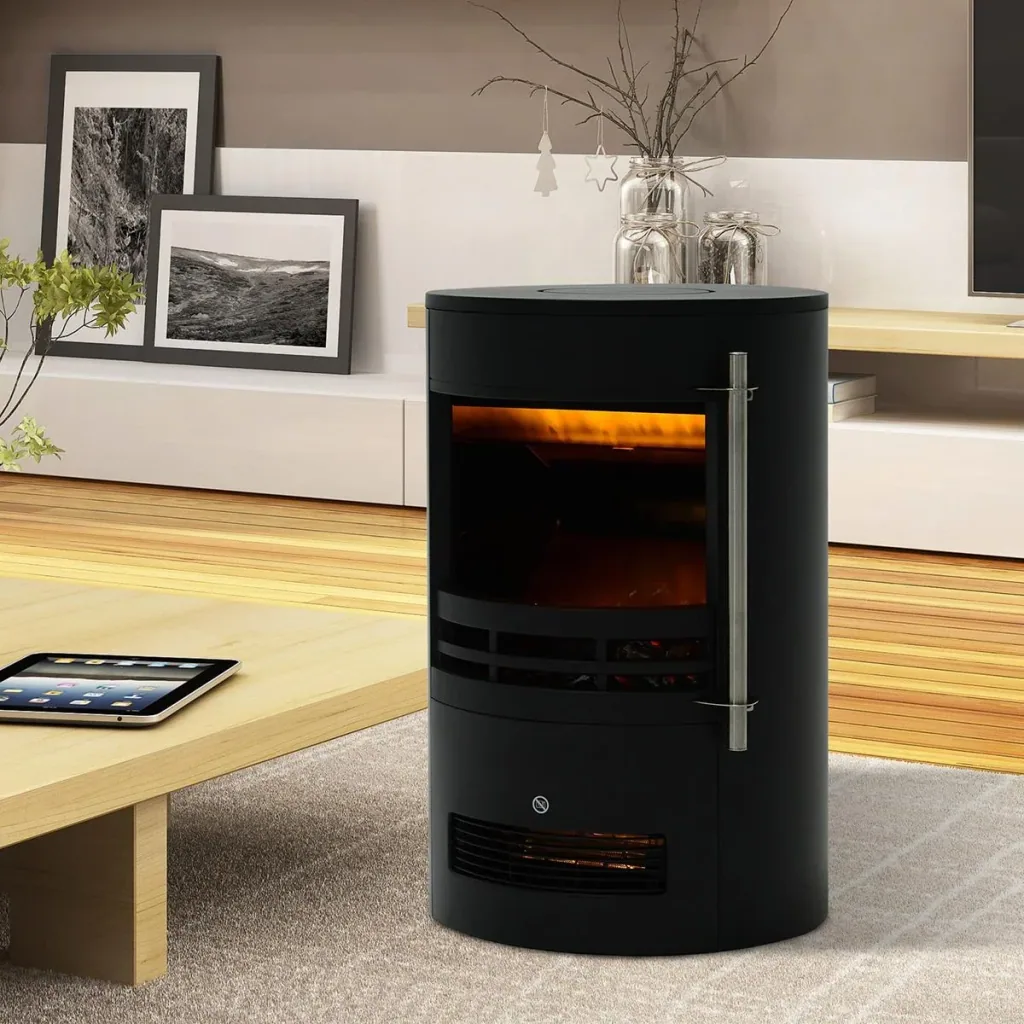 Kaminofen mit Flammeneffekt schwarz