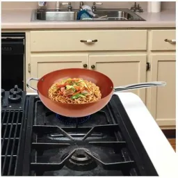 Aliminum Wok-Pfanne mit Deckel - Kupfer - 28CM