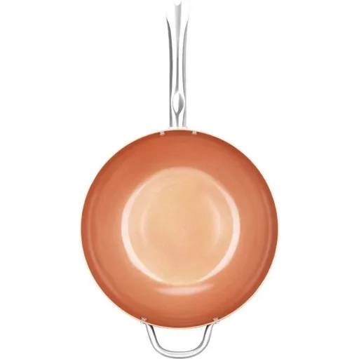 Aliminum Wok-Pfanne mit Deckel - Kupfer - 28CM