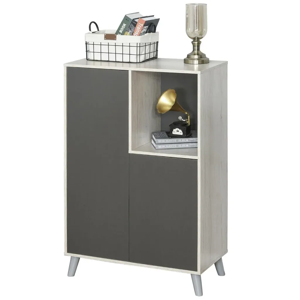 Bücherregal Bücherschrank Standschrank Aktenschrank Mehrzweckschrank Spanplatte Dunkelgrau 80 x 40 x 120 cm