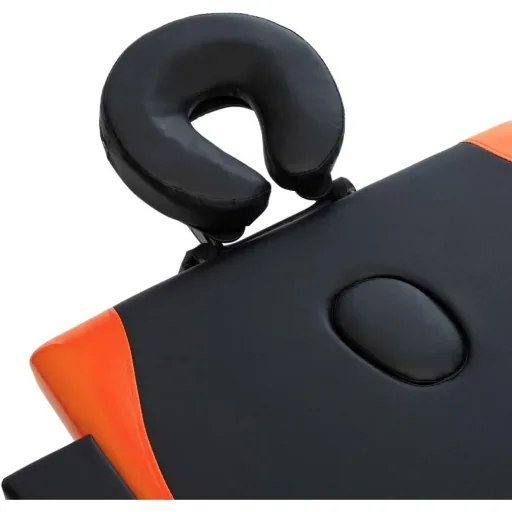 Klappbarer Massagetisch 2 Zonen Holz schwarz und orange