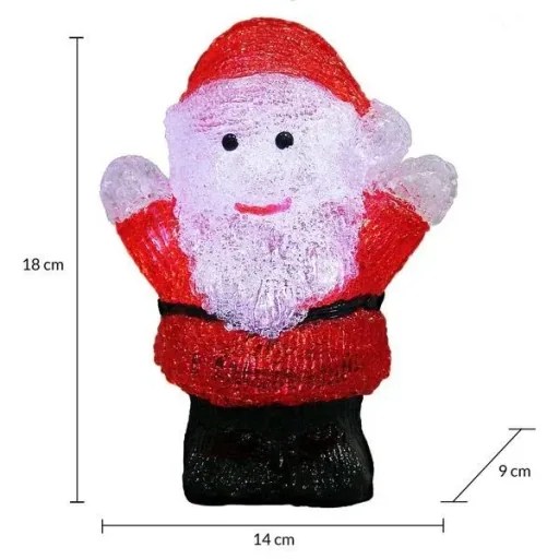 Weihnachtsmann LED Figur - mit Batterien - 14x9x18Cm