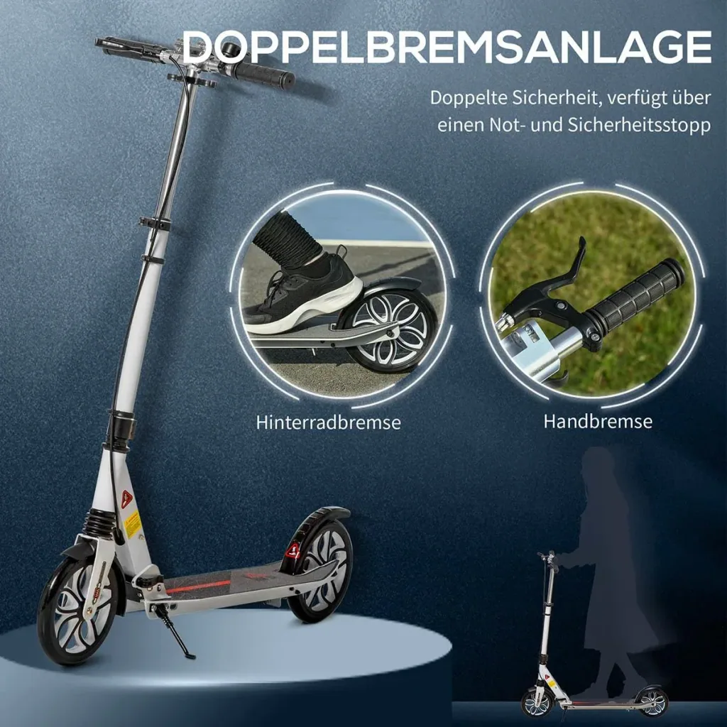 Scooter Kickscooter faltbar Roller Tretroller mit 200 mm rutschfesten Reifen für Erwachsene Kinder Teenager ab 14 Jahren