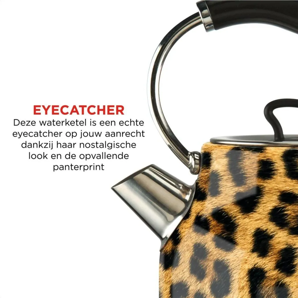 Panther Wasserkocher - Panther Druck - 1.7L - Leopard - Retro