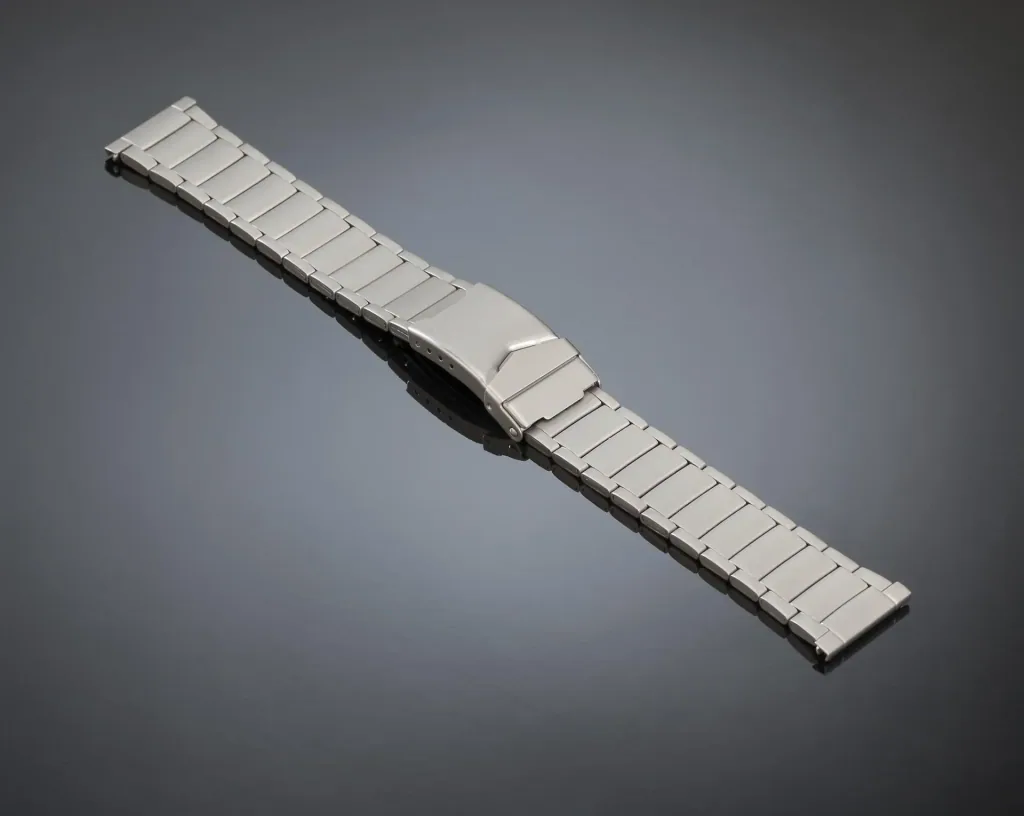 Uhrenarmband Edelstahl, sandgestrahlt, matt, Sicherheitsbügel