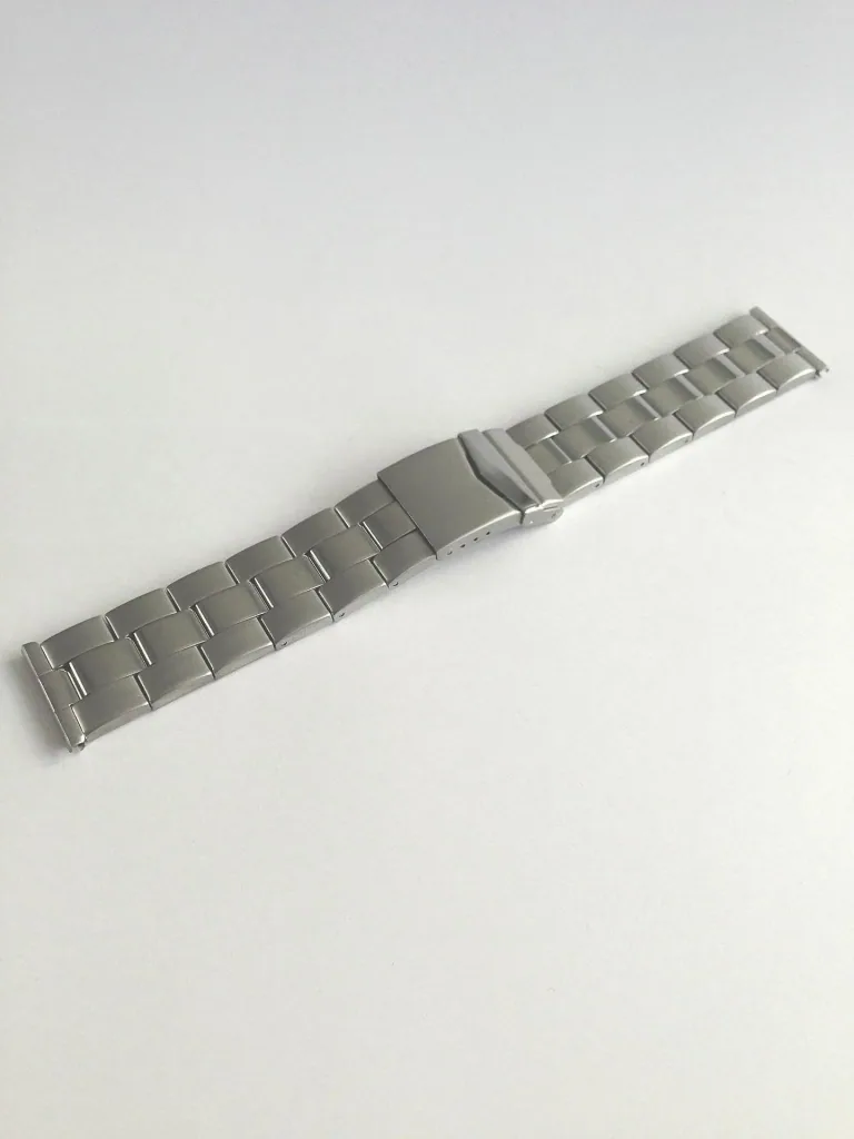 Uhrenarmband Edelstahl, sandgestrahlt, matt, Sicherheitsbügel