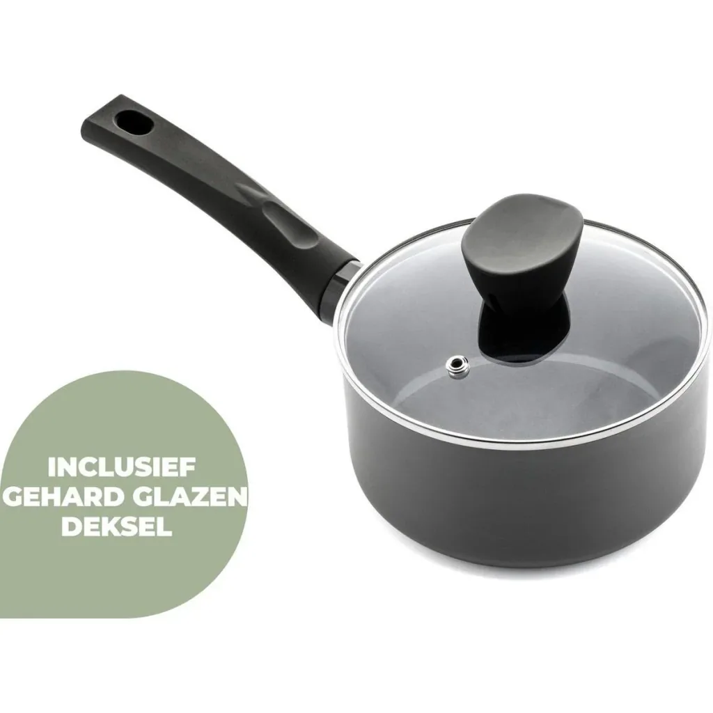 Kochtopf mit Deckel - 18 cm - Schwarz