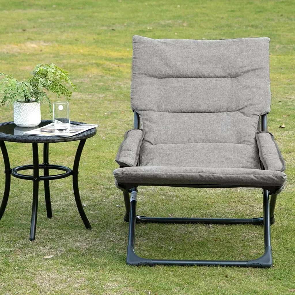 Klappstuhl mit Auflage abnehmbar Gartenstuhl Campingstuhl Liegestuhl Sitzmöbel Garten Terrasse Balkon Textilene Stahl Gr
