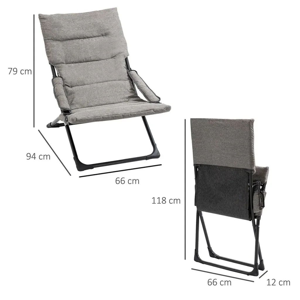 Klappstuhl mit Auflage abnehmbar Gartenstuhl Campingstuhl Liegestuhl Sitzmöbel Garten Terrasse Balkon Textilene Stahl Gr
