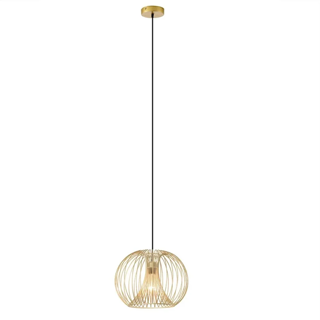 Pendelleuchte mit goldenem gebogenem Stahlrahmen gold