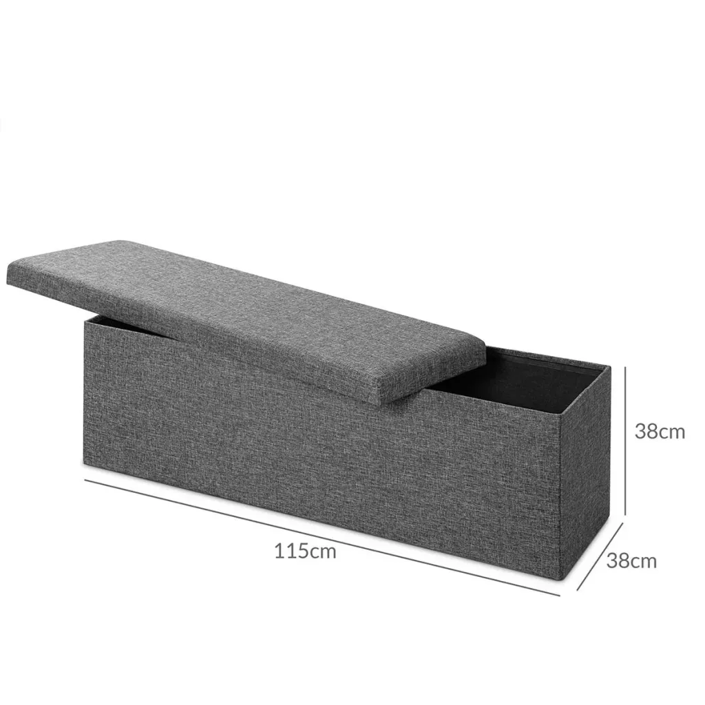 Sitzbank mit Stauraum - klappbar Dunkelgrau 115x38x38cm