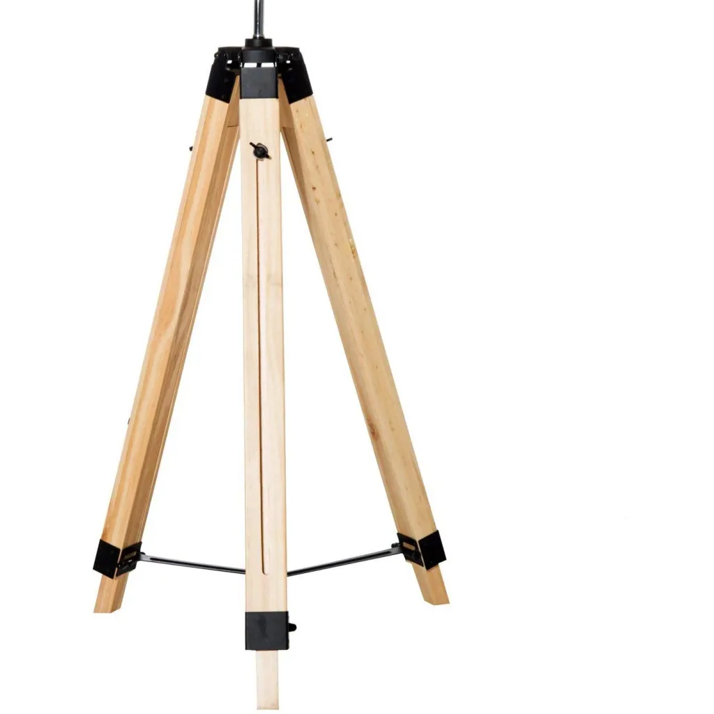 Stehlampe Dreibein höhenverstellbar 99-143cm E27 Kiefer Beige