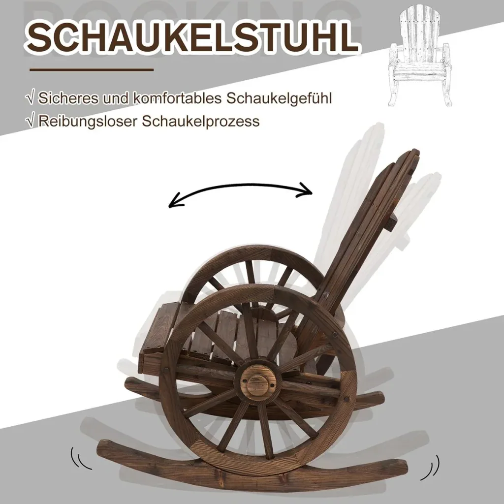 Schaukelstuhl im Wagenrad-Design dunkelbraun