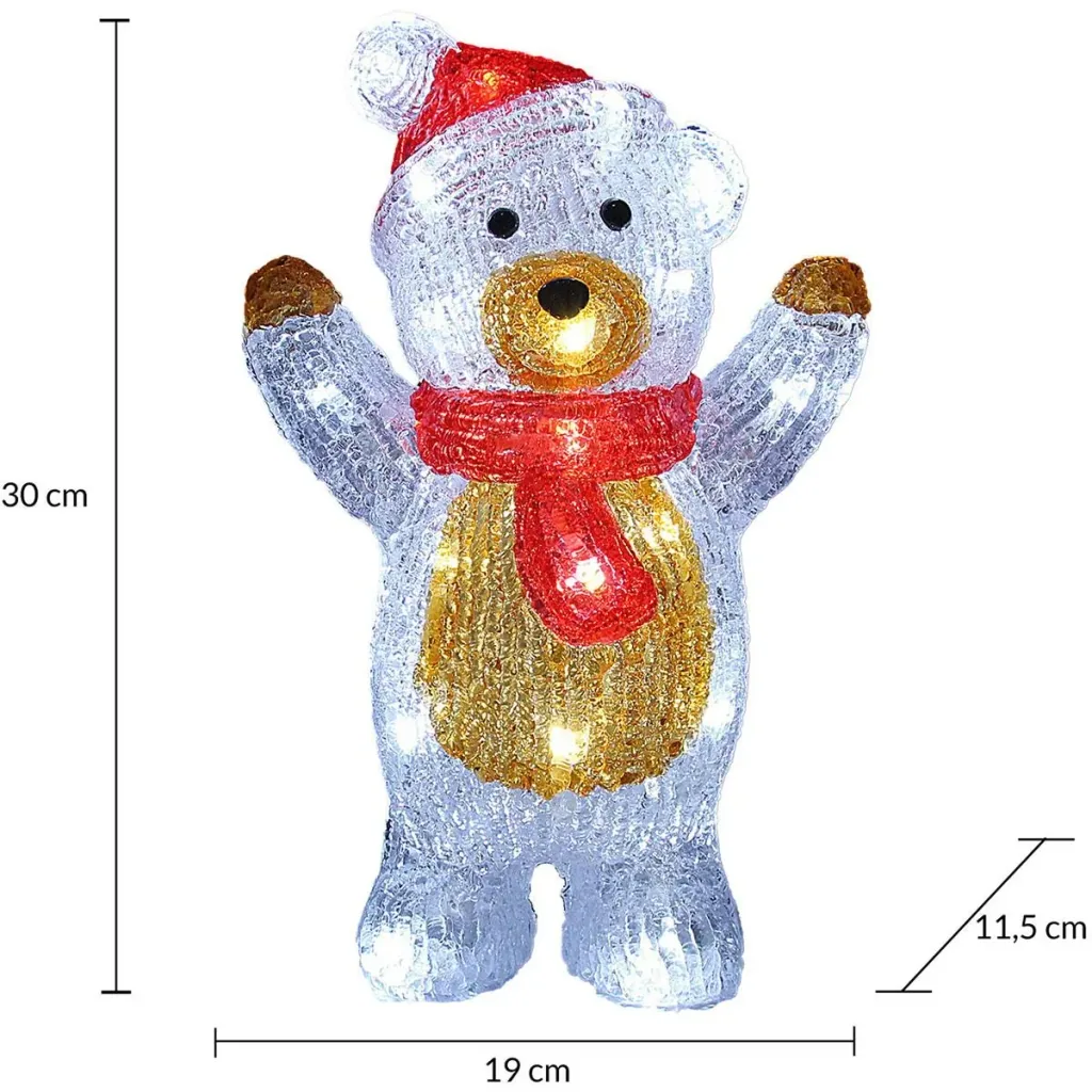 Teddybär LED-Figur Beleuchtung - mit Batterien betrieben - 19x11-5x30Cm