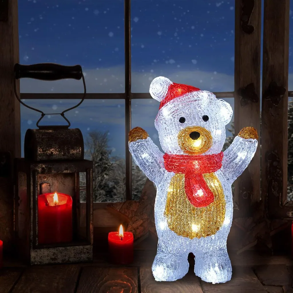 Teddybär LED-Figur Beleuchtung - mit Batterien betrieben - 19x11-5x30Cm