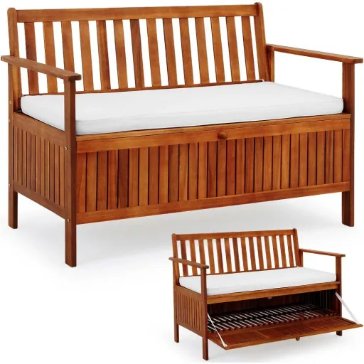 Gartenbank aus Akazienholz 120x59x90cm mit Stauraum