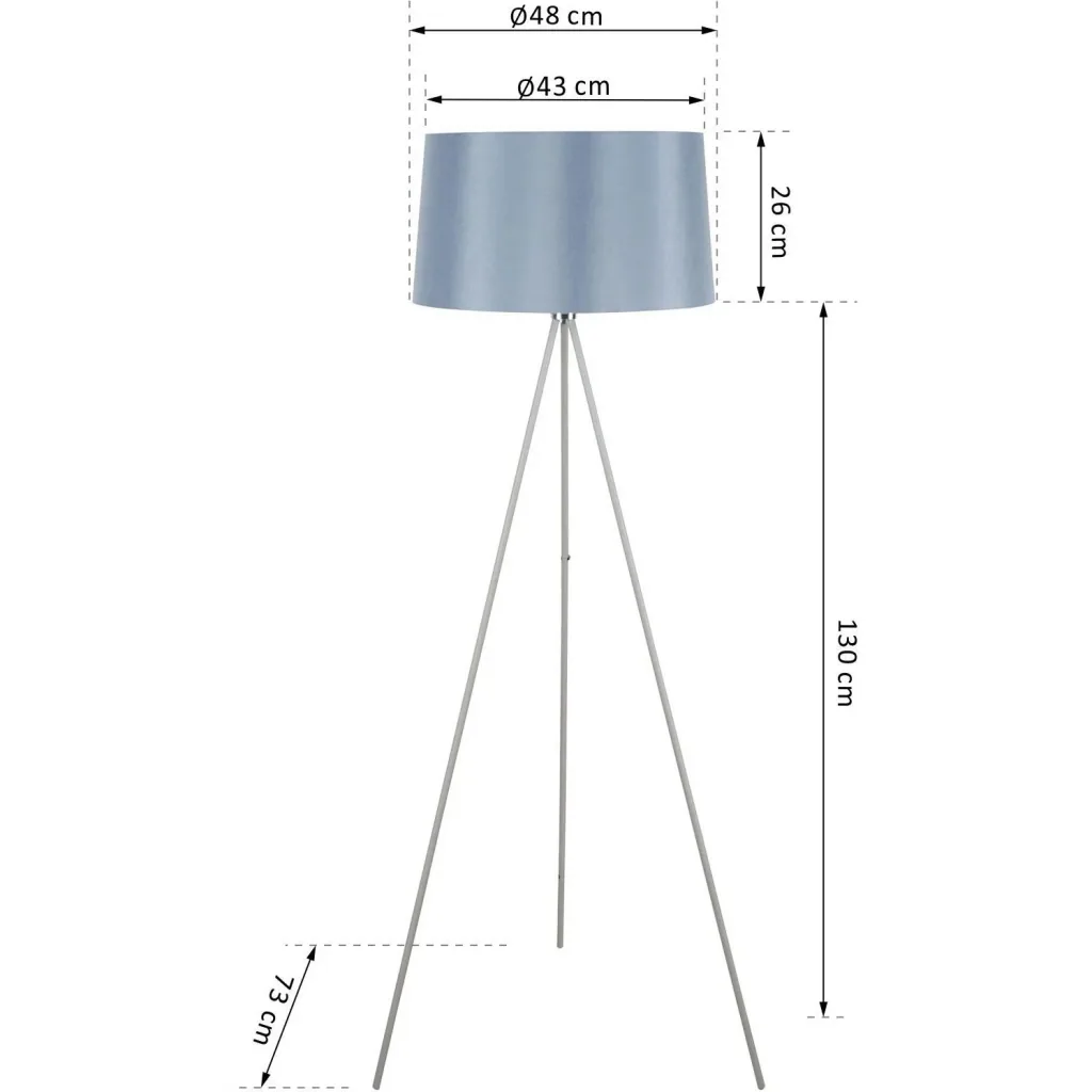 Stehlampe Tripod Schlafzimmer Standleuchte Stehleuchte 40W Metall grau ?48 x 156 cm