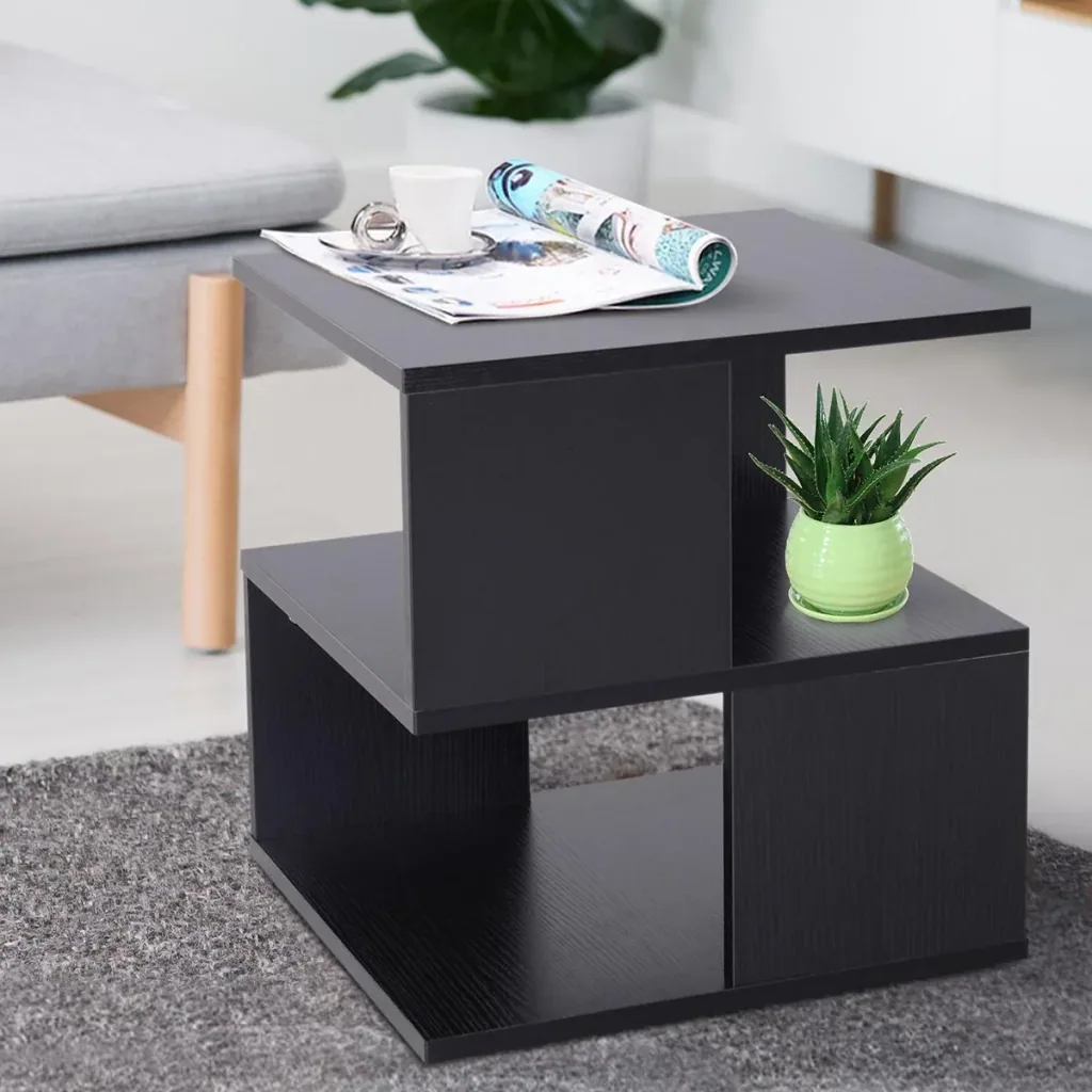 Beistelltisch Betttisch mit modernes Design, Spanplatte, Schwarz, 40x40x43 cm