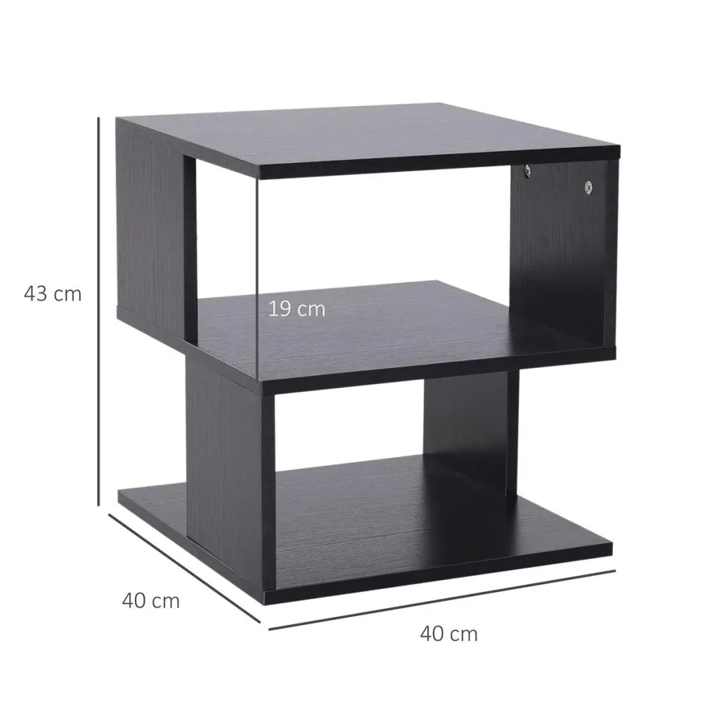 Beistelltisch Betttisch mit modernes Design, Spanplatte, Schwarz, 40x40x43 cm