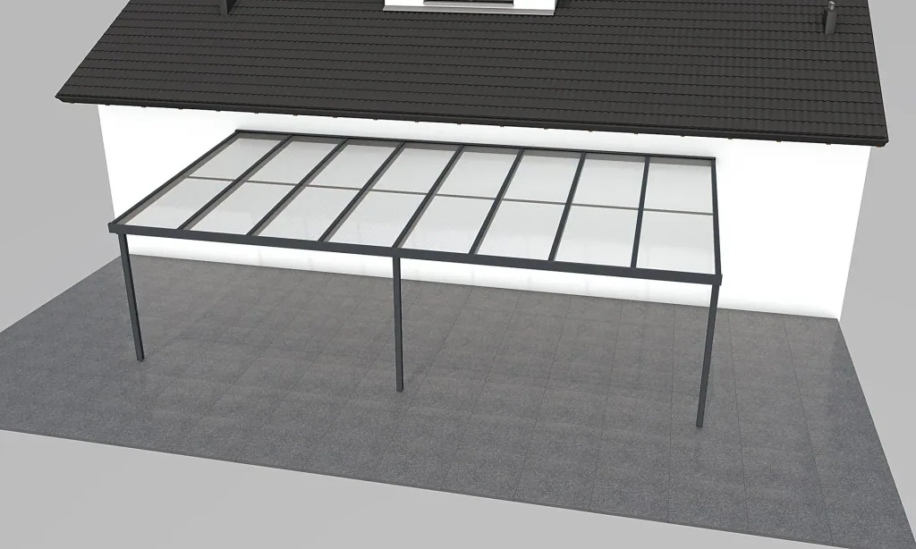 Terrassendach Premium, anthrazit, 8125 x 4060 mm - Polycarbonat Stegplatten 16 mm, bronze