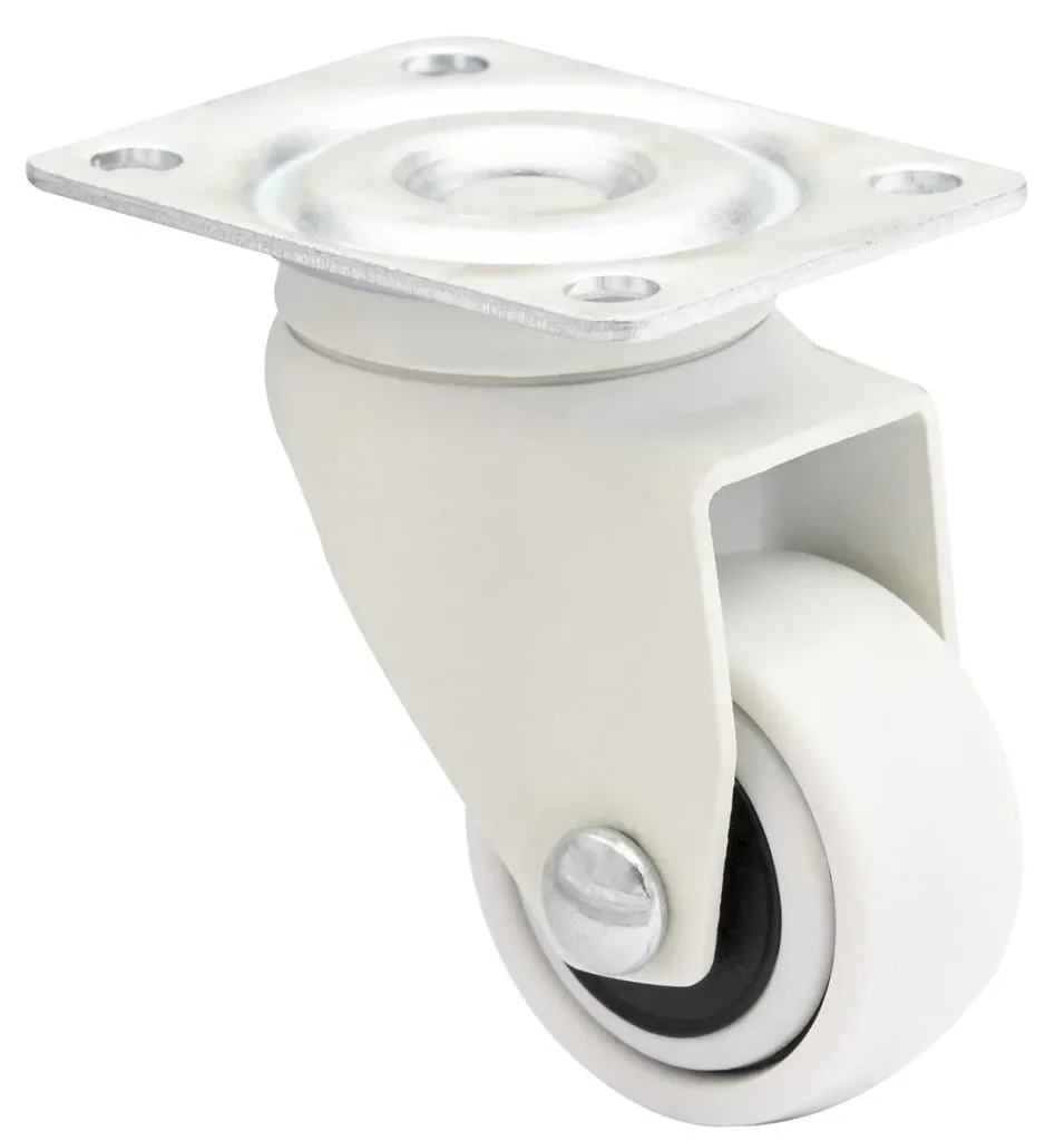 Design 3C Lenkrollen 4 teiliges Set - Ø 25 mm, soft, weiß, 2 Rollen mit & 2 ohne Feststeller, Tragkraft 12 kg / Rolle