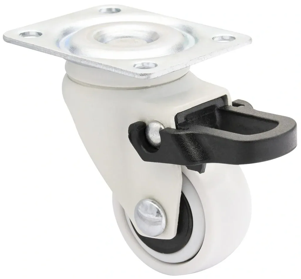 Design 3C Lenkrollen 4 teiliges Set - Ø 25 mm, soft, weiß, 2 Rollen mit & 2 ohne Feststeller, Tragkraft 12 kg / Rolle