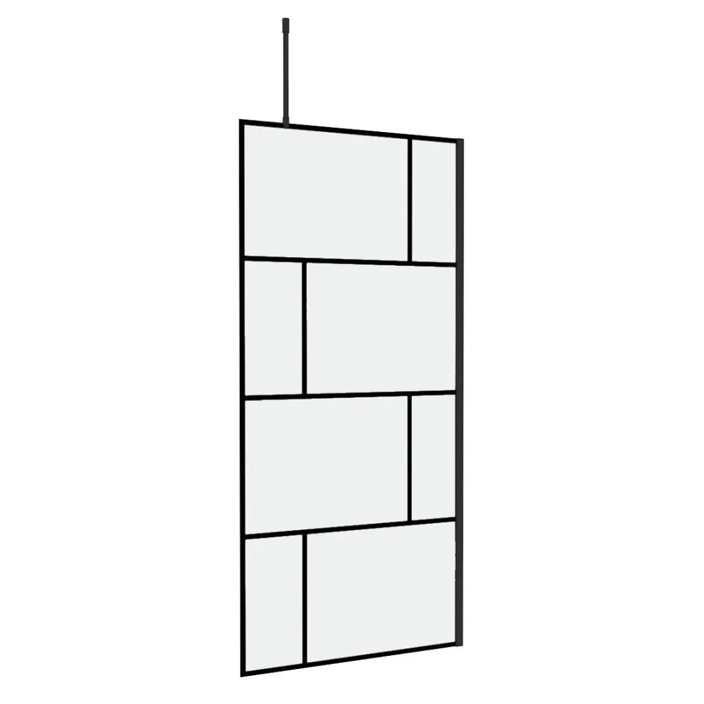 Duschwand in modernem Design 90 x 195 cm - Glasdusche mit matt schwarzen Wandprofil - inklusive Deckenhalterung
