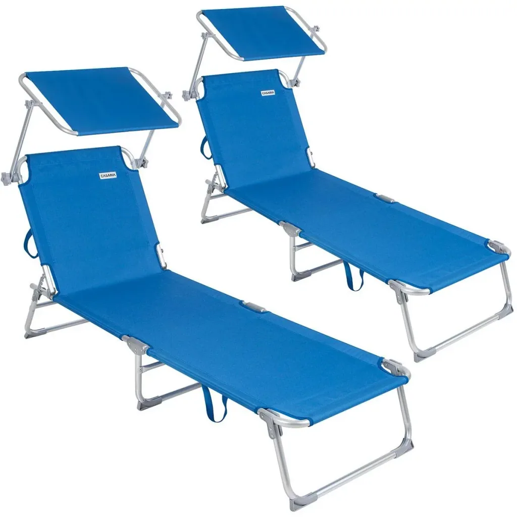 Ibiza Liege - 2er Set - Blau Aluminium - Inklusive Sonnenschirm