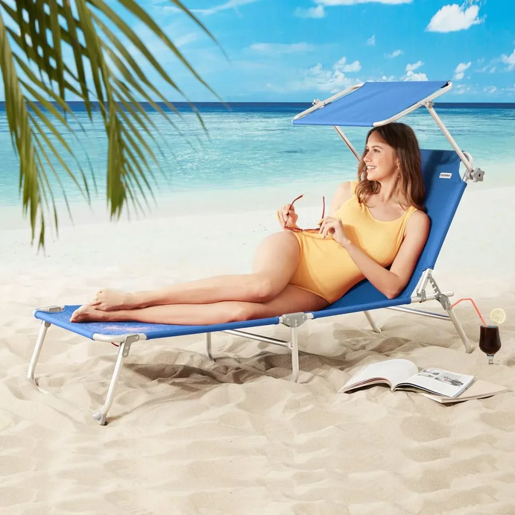 Ibiza Liege - 2er Set - Blau Aluminium - Inklusive Sonnenschirm