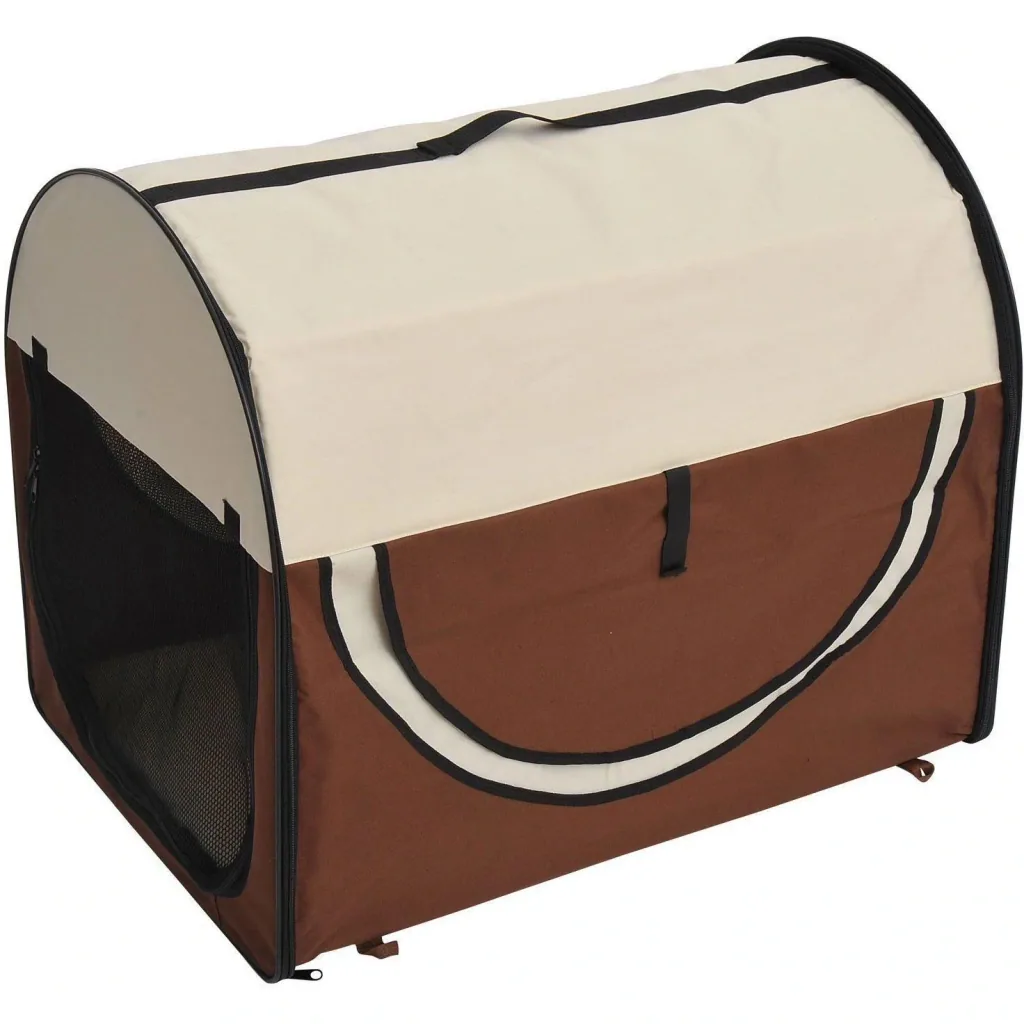 Hundetransportbox faltbar 61x46x51 cm kaffeebraun-creme