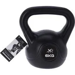 Kettlebell - 6KG und 2 Stück Kurzhantel - 2x 2KG - Schwarz