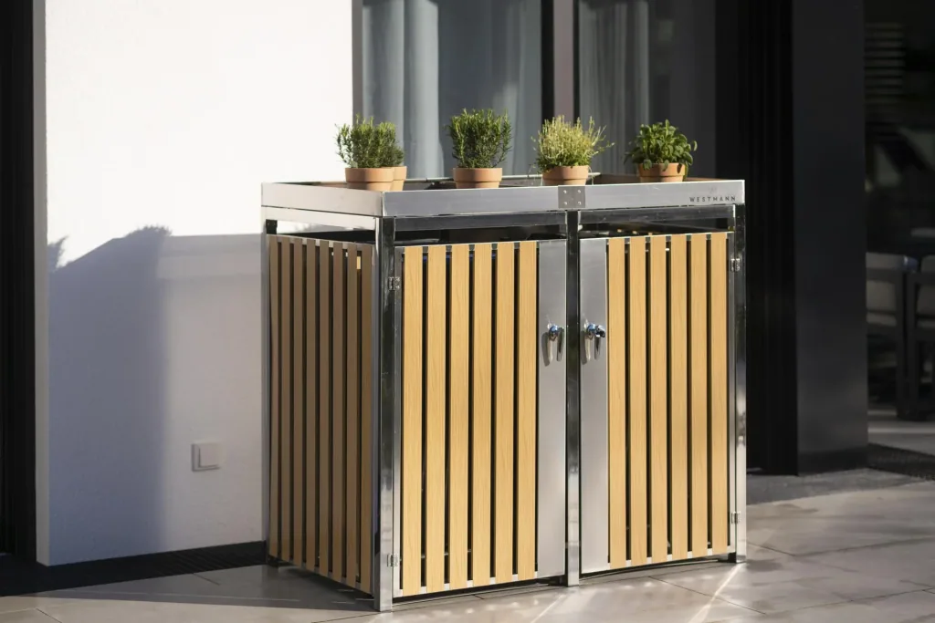 Mülltonnenbox 2-fach 240 Liter Edelstahl