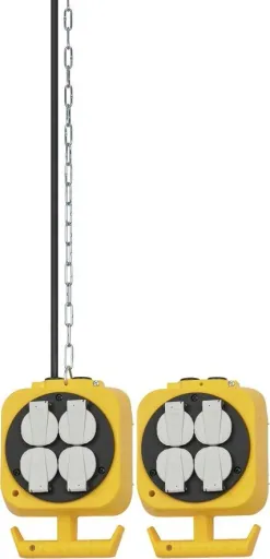 Stromverteiler, IP20, 2 x 4 Schutzkontakt-Steckdosen