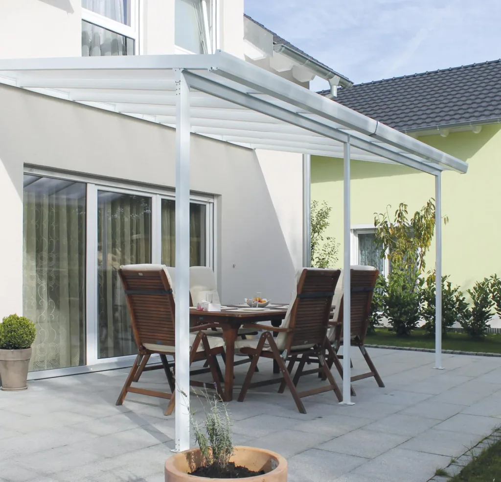 Terrassendach Bausatz, Farbe weiß, 4260 x 4060 mm