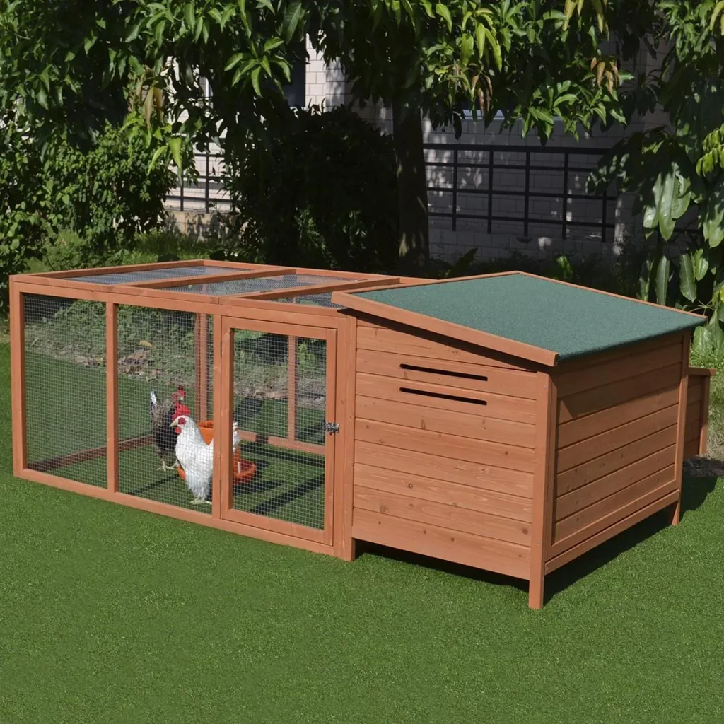 Hühnerstall Hühnerhaus Geflügelstall Kleintierkäfig mit Nistkasten Eierkiste mit 2 Fächern, Tanne, Draht, Asphalt, 223,5