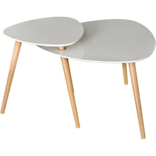 Couchtisch Beistelltisch Sofatisch Telefontisch Kaffeetisch Holz Weiß + Natur 75,5 x 59,5 x 45,5 cm