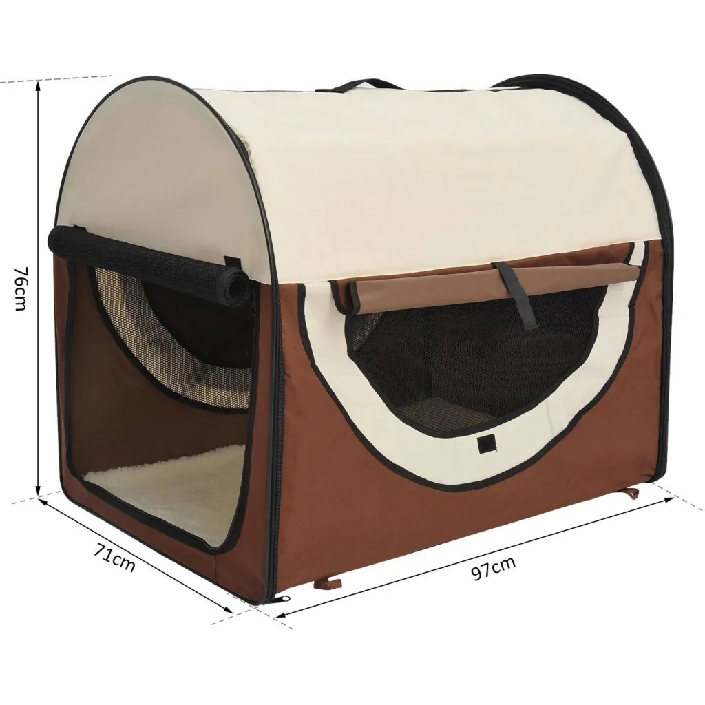 Hundetransportbox, faltbar, Größe XXL - 97x71x76 cm, kaffeebraun-creme