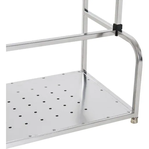 Küchenregal Standregal Wandregale 2 Ablagen mit 6 Haken Multifunktions Edelstahl Silber L50 x B22 x H42cm