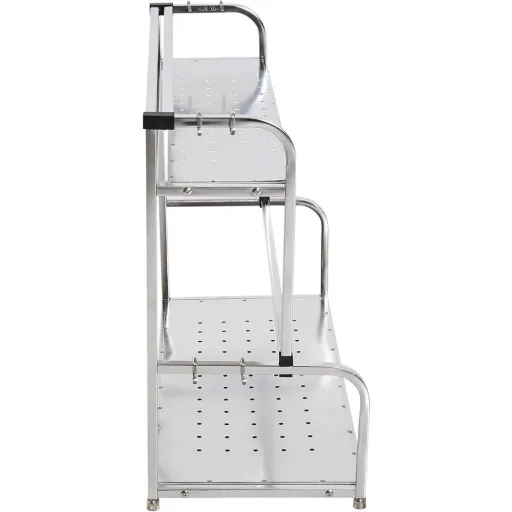 Küchenregal Standregal Wandregale 2 Ablagen mit 6 Haken Multifunktions Edelstahl Silber L50 x B22 x H42cm