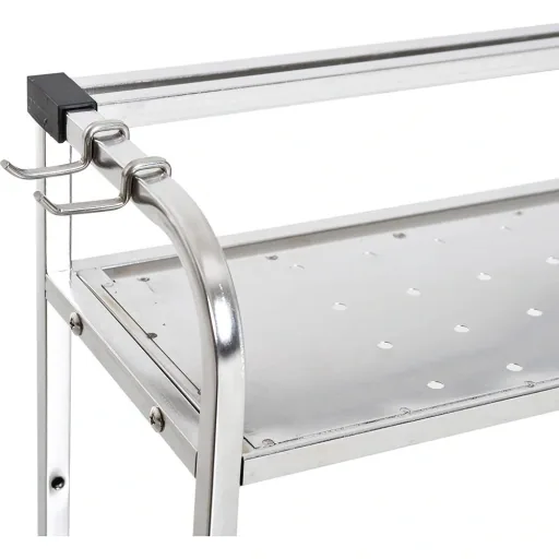 Küchenregal Standregal Wandregale 2 Ablagen mit 6 Haken Multifunktions Edelstahl Silber L50 x B22 x H42cm