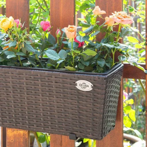 Polyrattan Pflanzgefäß - 2er Set - Braun