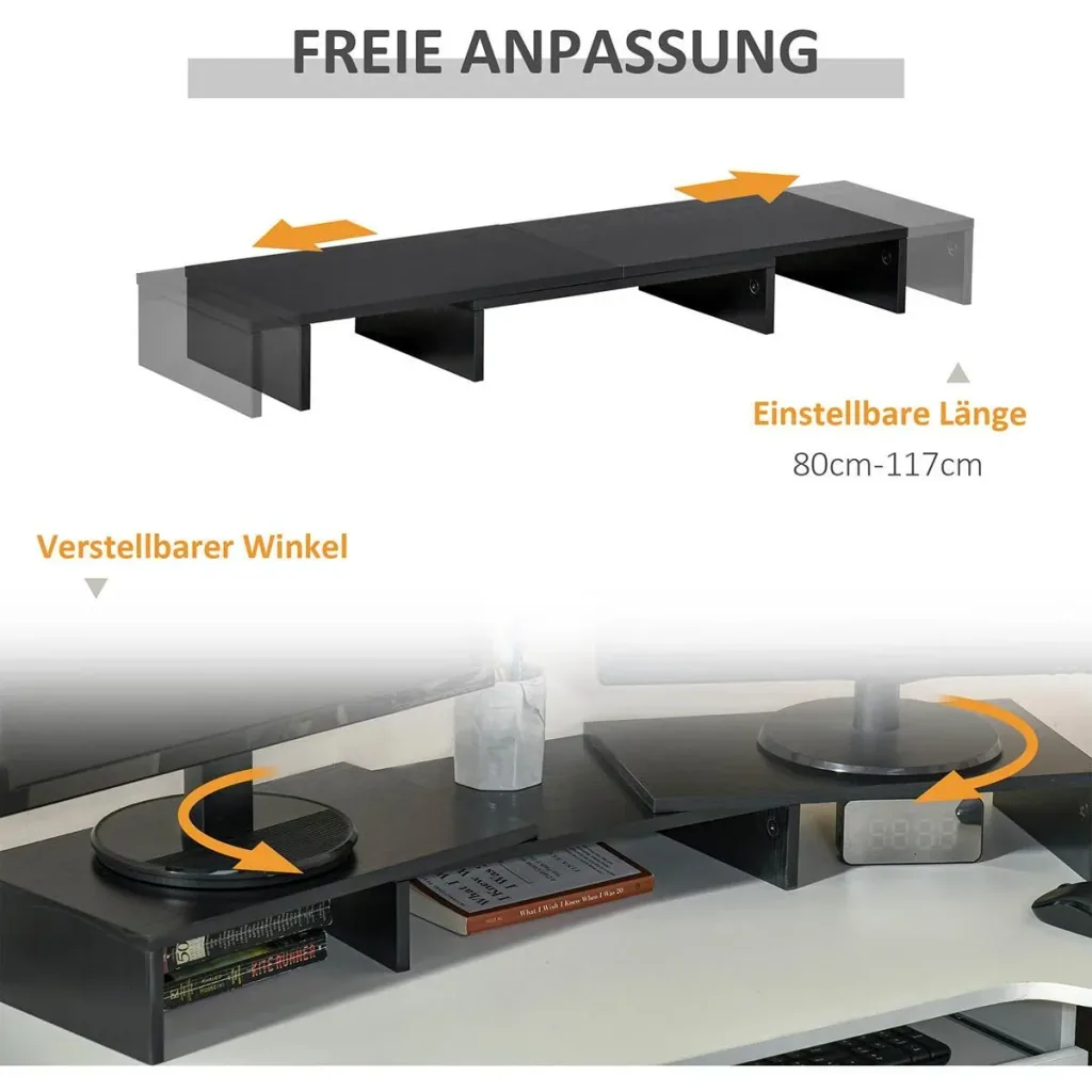 Monitorständer Länge Winkel verstellbar doppelter Bildschirmständer Holzregal Monitorhalter für Computerbildschirm Lapt