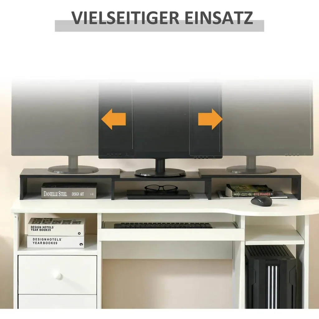 Monitorständer Länge Winkel verstellbar doppelter Bildschirmständer Holzregal Monitorhalter für Computerbildschirm Lapt