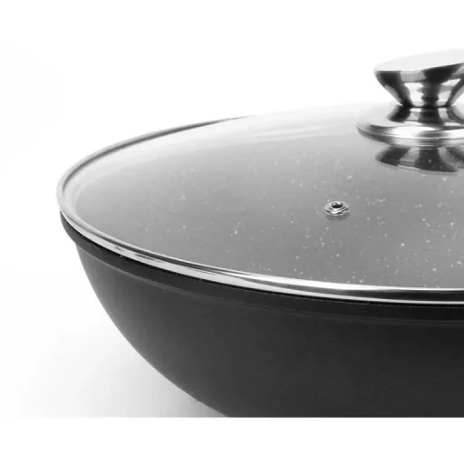 Wokpfanne - mit Glasdeckel - 30 cm - Schwarz
