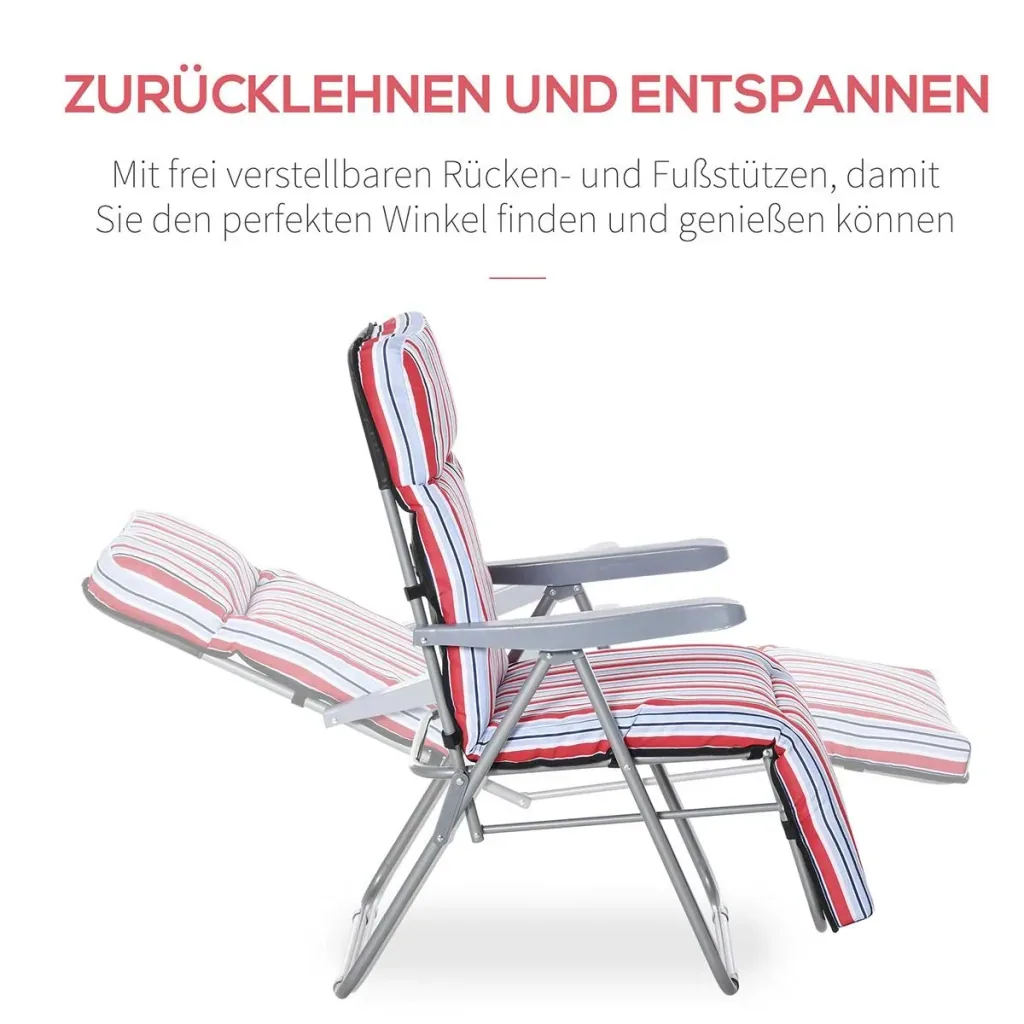 2er-Set Liegestuhl Set mit Kissen klappbar Sonnenliege 5 Stufen verstellbarer Rückenlehne Gartenliege Gartenmöbel Set St