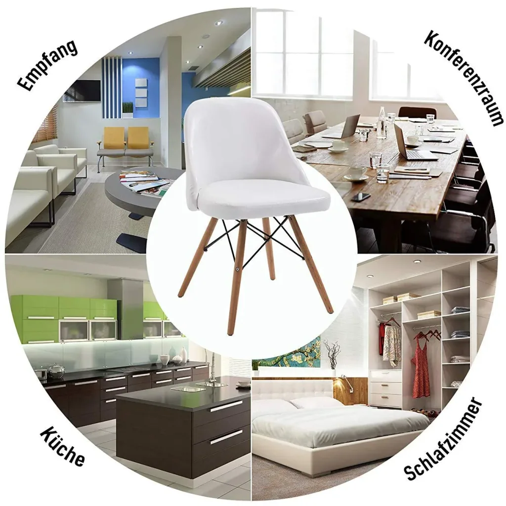 2er-Set Relaxsessel Loungesessel Cocktailsessel Polstersessel Stuhl PU + Metall + Buchenholz Weiß 49 x 47,5 x 76 cm