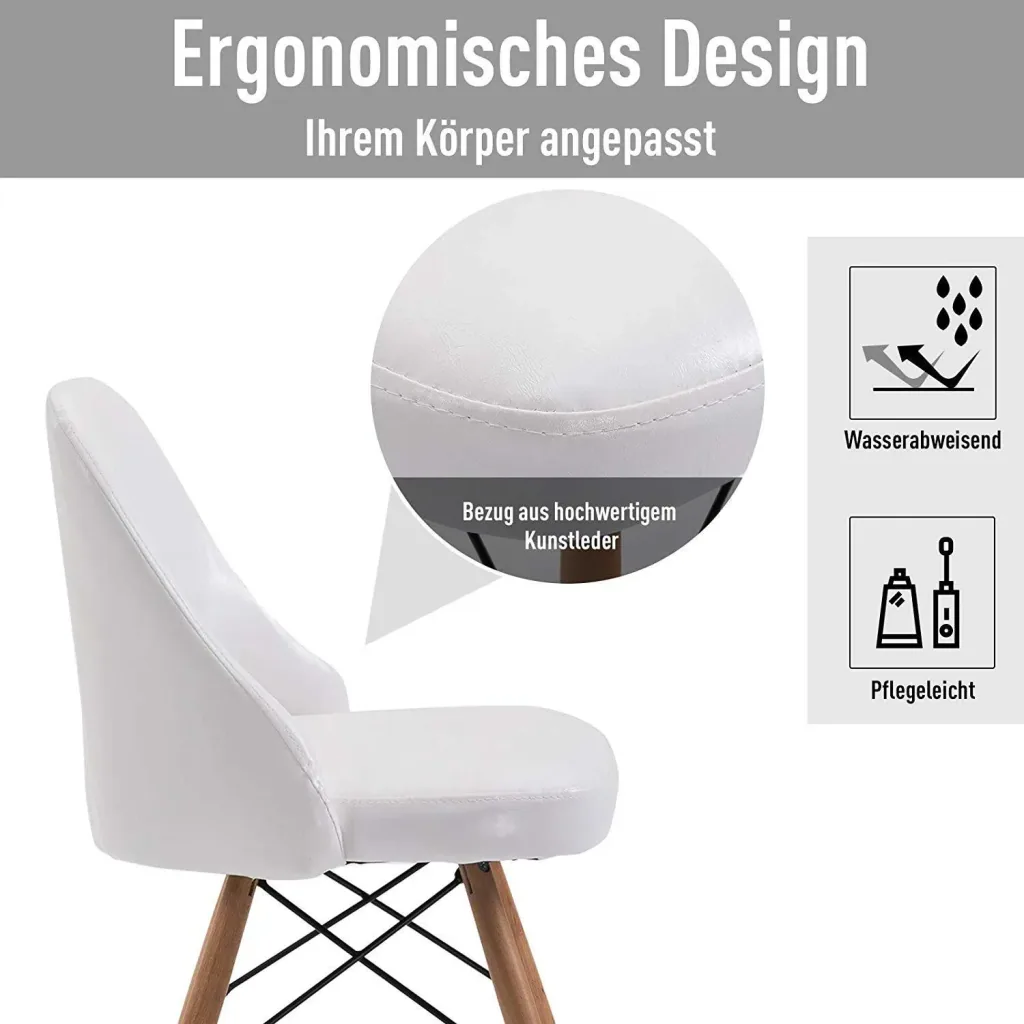 2er-Set Relaxsessel Loungesessel Cocktailsessel Polstersessel Stuhl PU + Metall + Buchenholz Weiß 49 x 47,5 x 76 cm